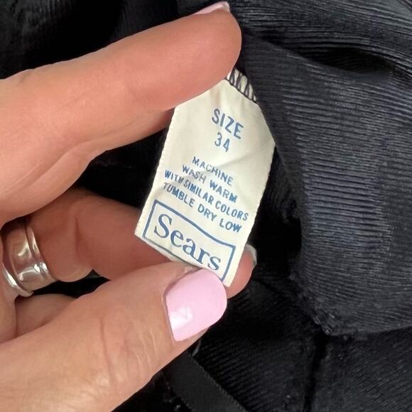 Vintage Sears The Doesn’t Slip Womens Full Slip Black Lace Trim Negligee Chemise - Picture 6 of 8